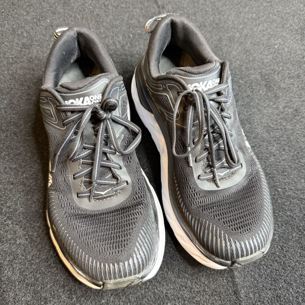 HOKA One One Bondi 7 Women’s 9 D Wide Black White Running Walking Shoes